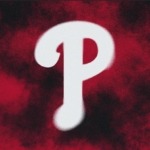 Phillies logo on a red background